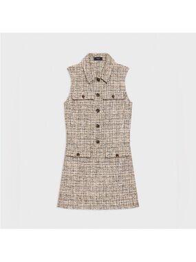 Theory Tweed Sleeveless Minidress in Wheat Multi